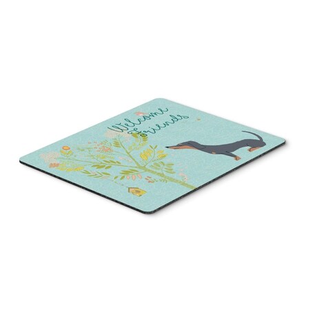 Carolines Treasures Welcome Friends Black Tan Dachshund Mouse Pad, Hot Pad or Trivet BB7630MP